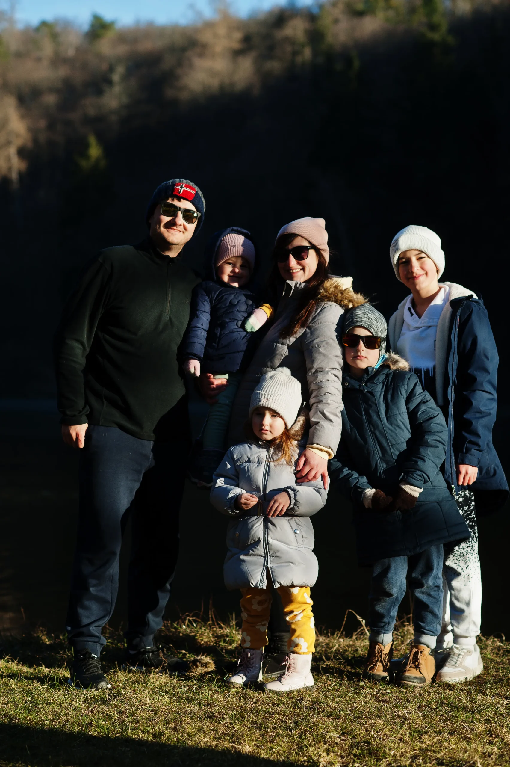 large family with four kids pound early spring park large family with four kids pound early spring park