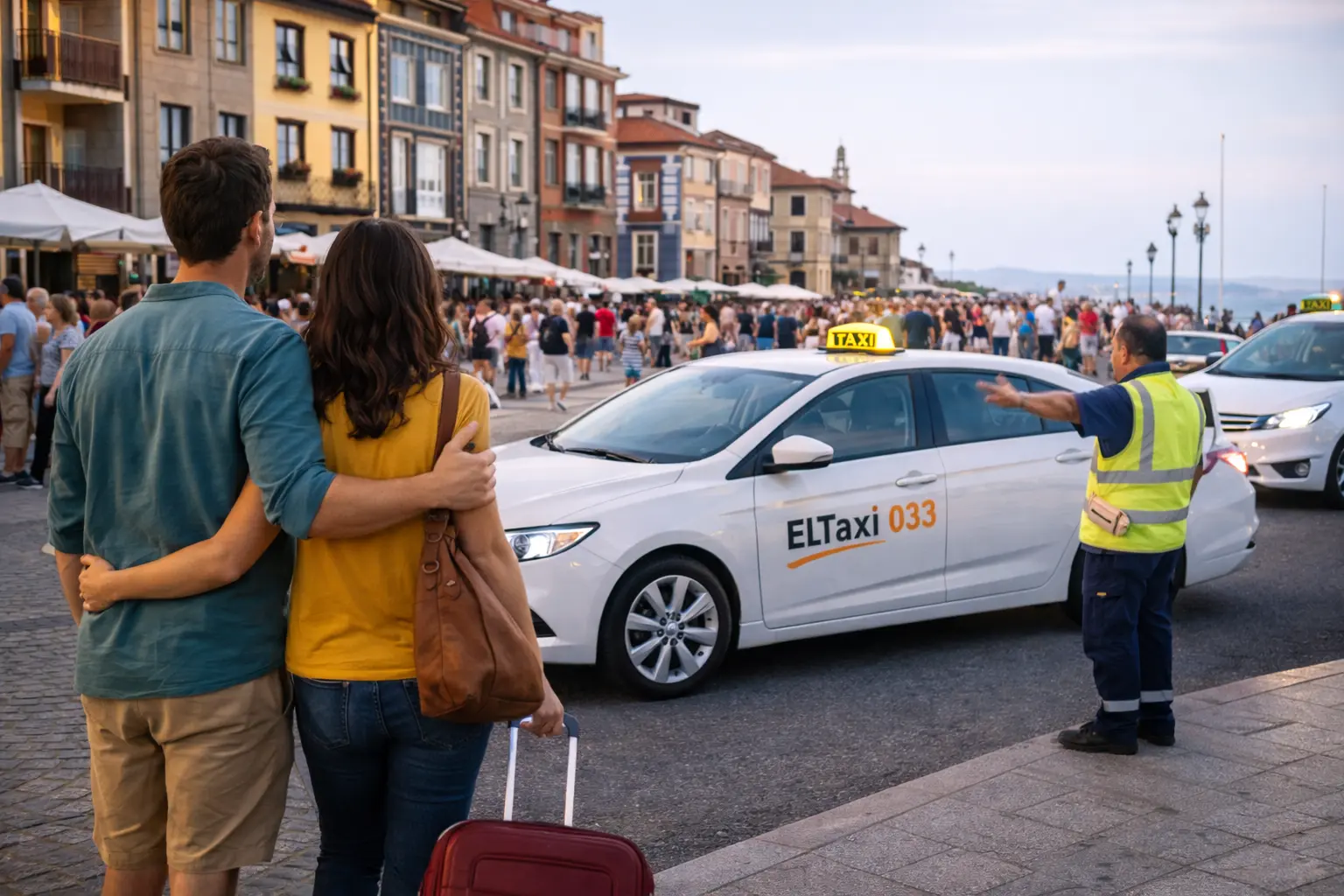 Esperando el taxi en la plaza