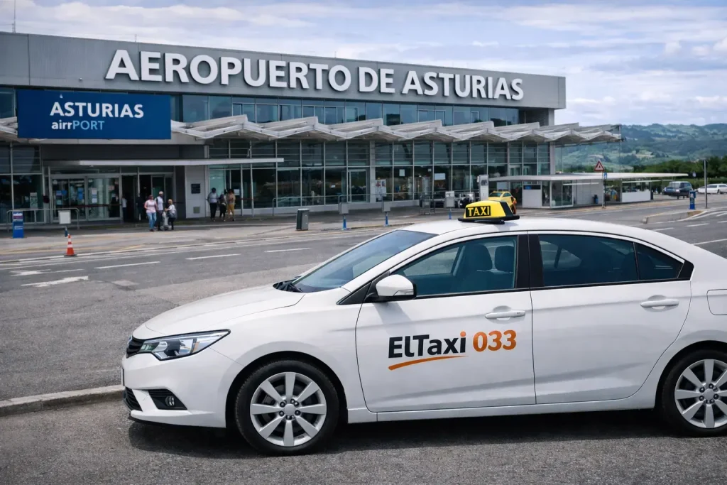 Taxi aparcado en el Aeropuerto de Asturias (1) Taxi aparcado en el Aeropuerto de Asturias (1)