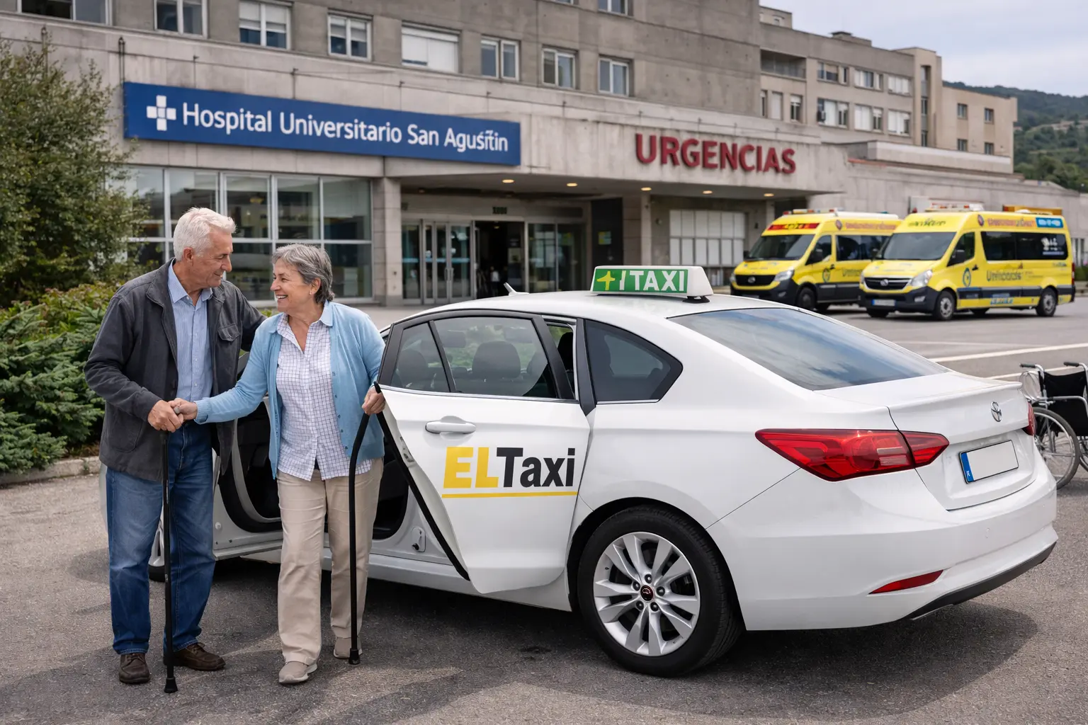 Taxi en frente del hospital San Agustín