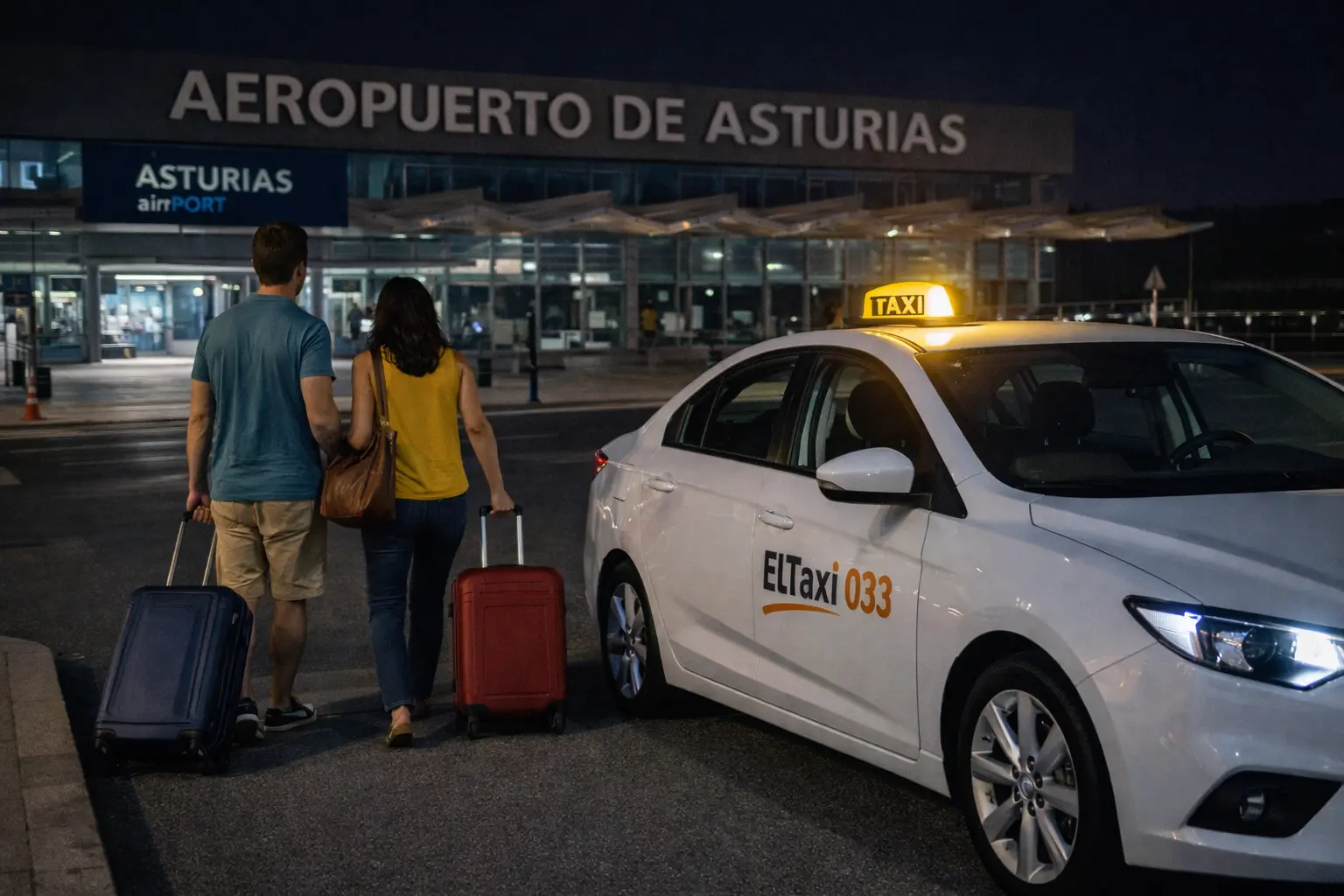 Taxi esperando en el aeropuerto de Asturias