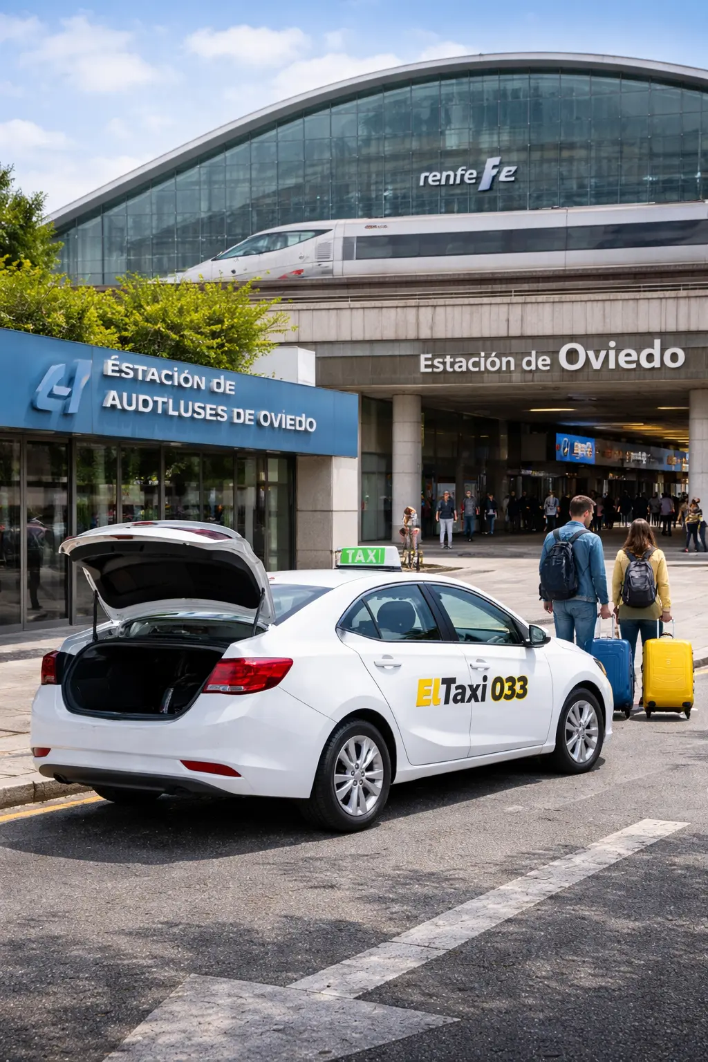 Taxi frente a estaciones en Oviedo