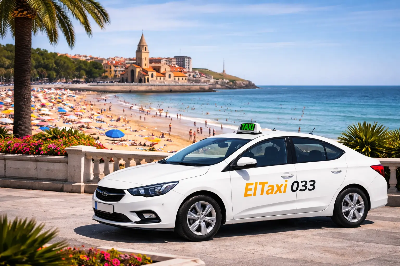 Taxi frente a la playa de San Lorenzo