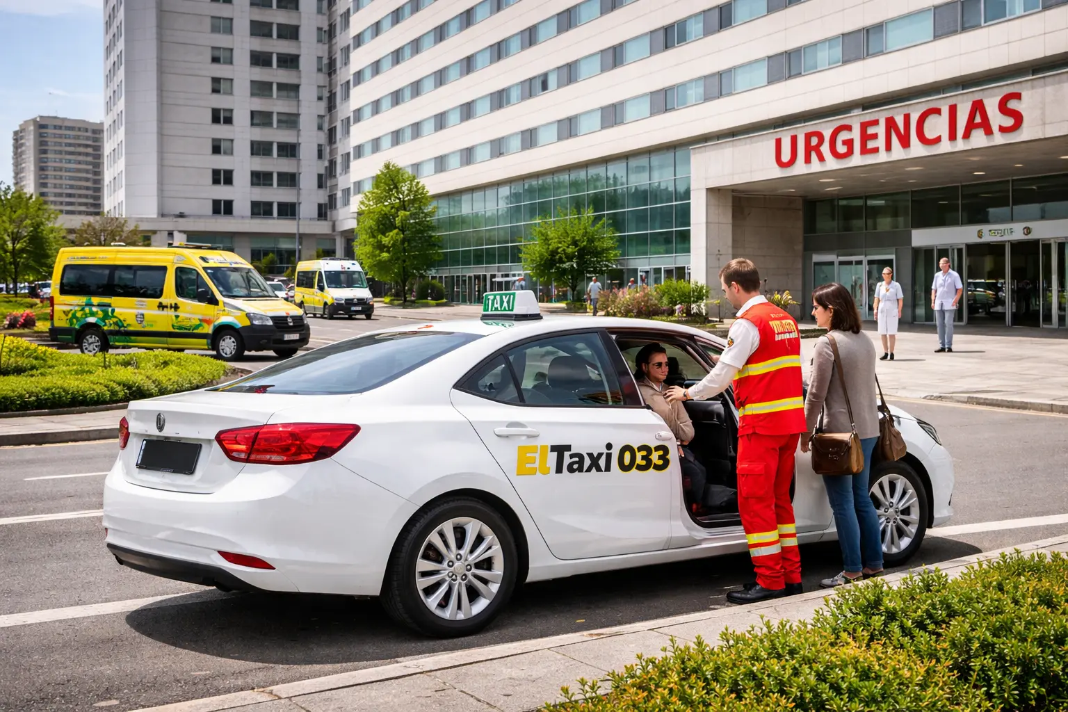 Taxi frente al hospital en Oviedo