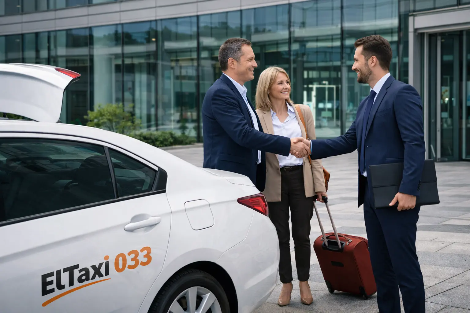Taxi y bienvenida frente al edificio (1)