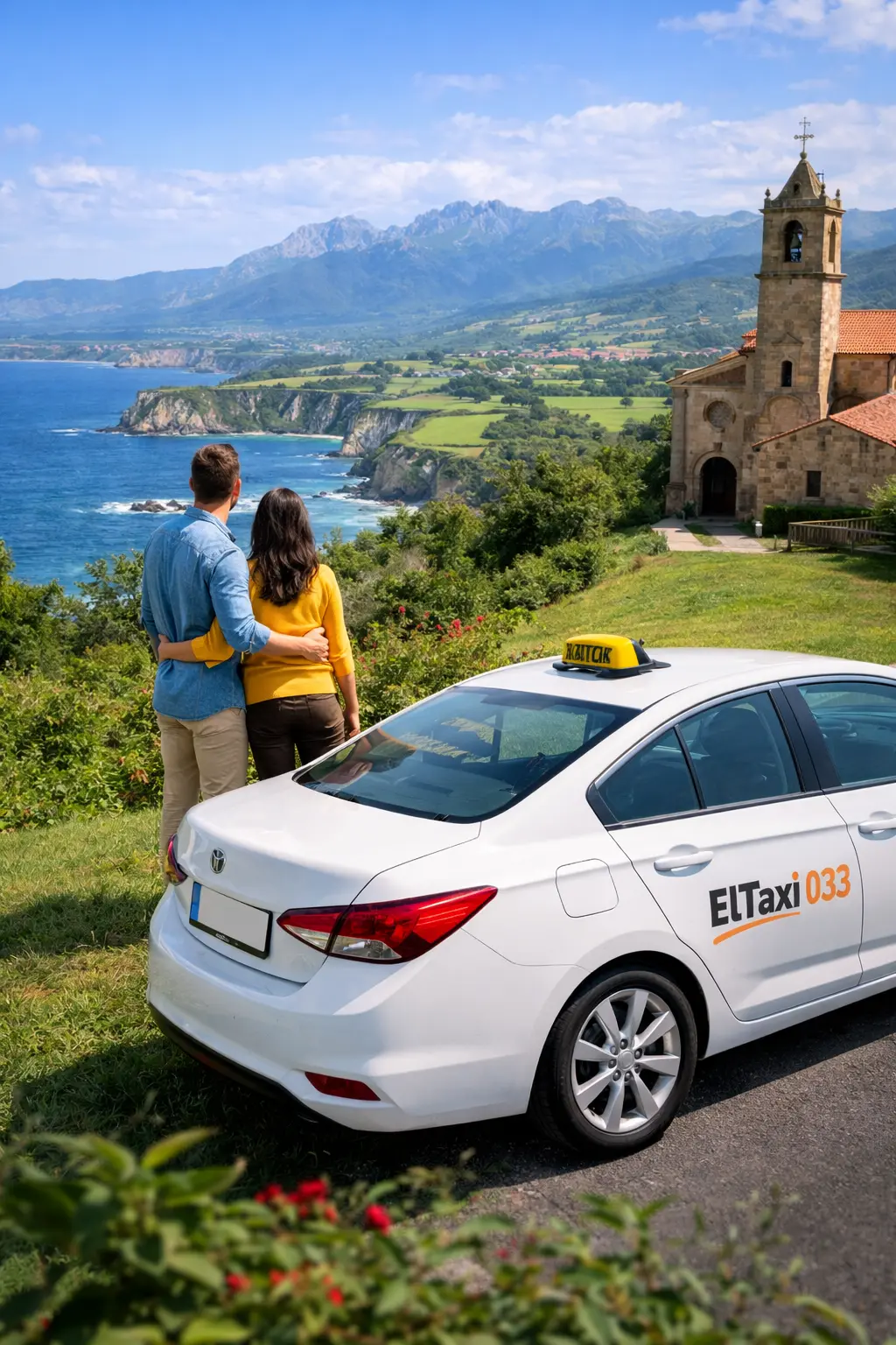 Taxi y pareja en Asturias